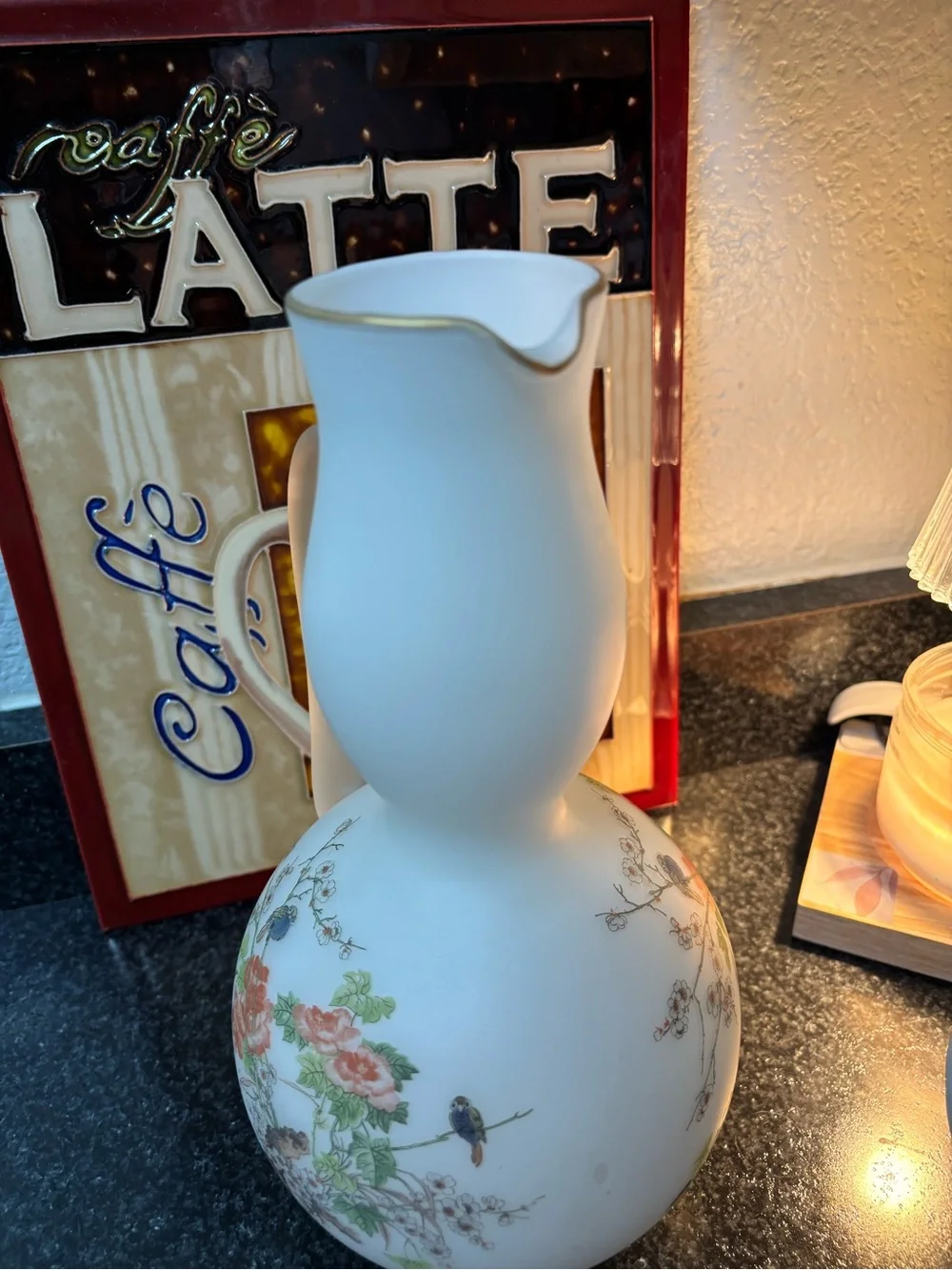 Classic Floral Porcelain Pitcher - White with Multicolor‎ Bouquet